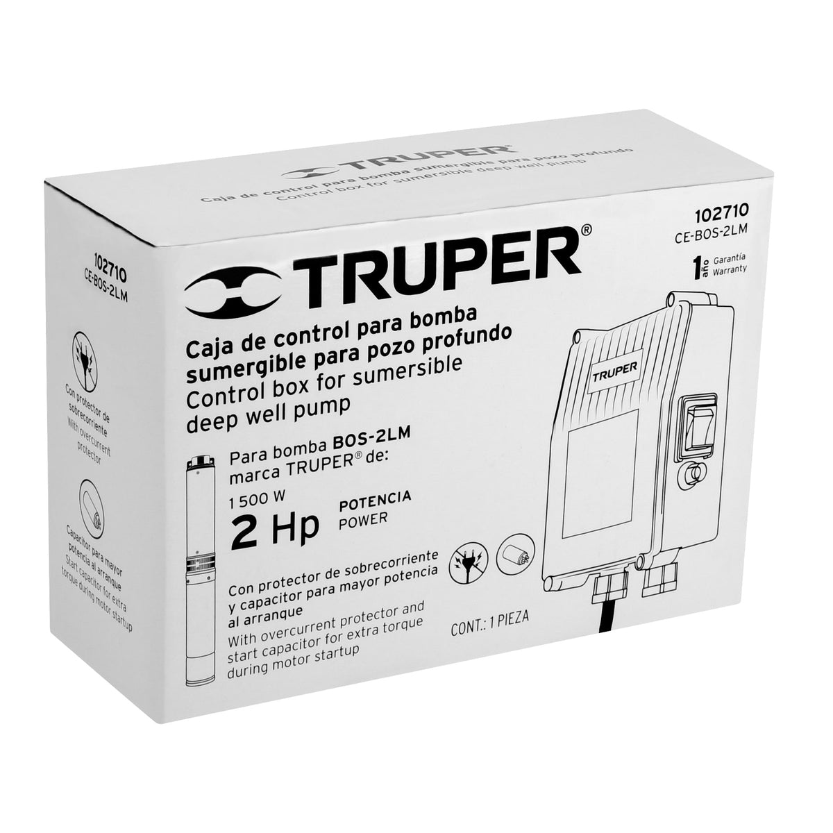 Caja de control para bomba tipo bala 2 HP, TRUPER, Truper, SKU 102710 — vista 2