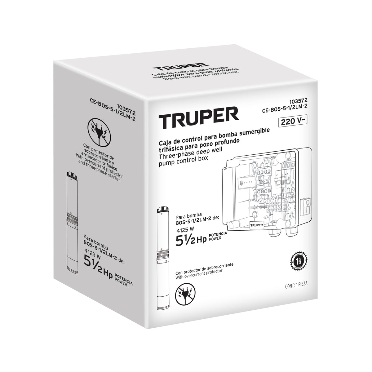 Caja de control para bomba tipo bala 5 1/2HP, 220V, TRUPER — foto oficial 2
