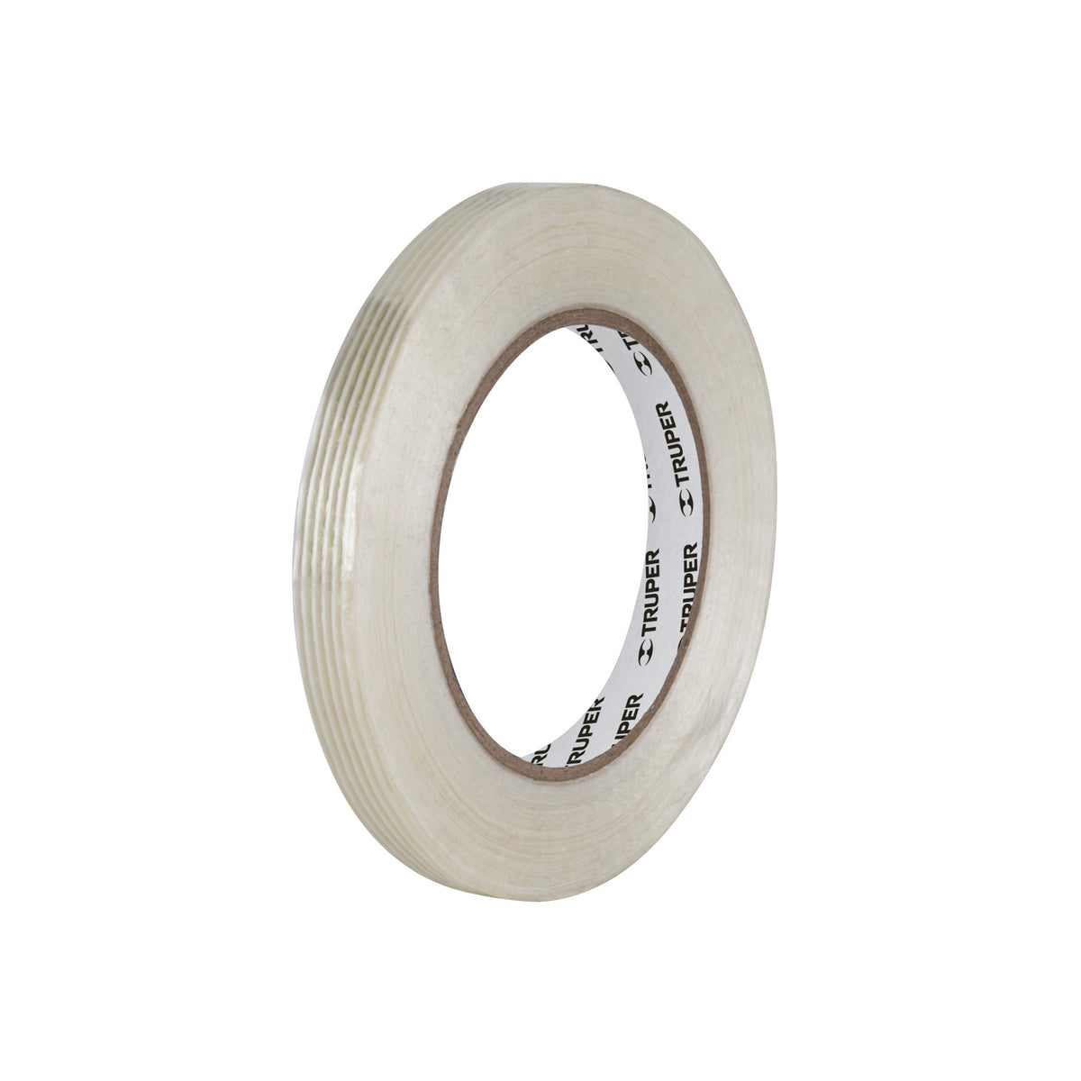 Cinta flejadora con filamentos 12mm x 50 m, transparente, Truper, SKU 103027