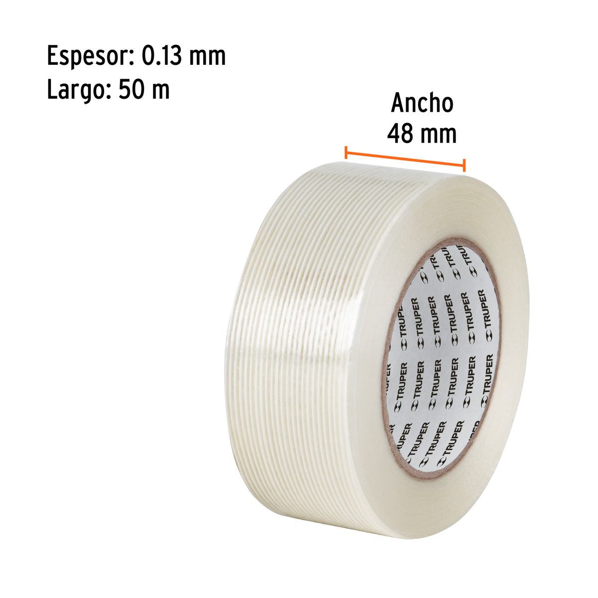 Cinta flejadora con filamentos 48mm x 50 m, transparente, Truper, SKU 103040 — vista 3