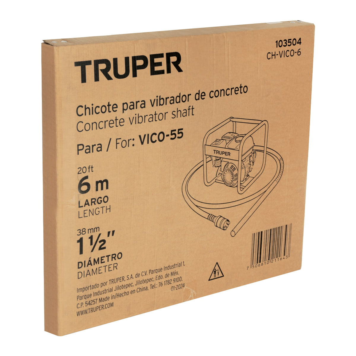 Chicote 6 m para Vibrador de concreto, TRUPER — foto oficial 2