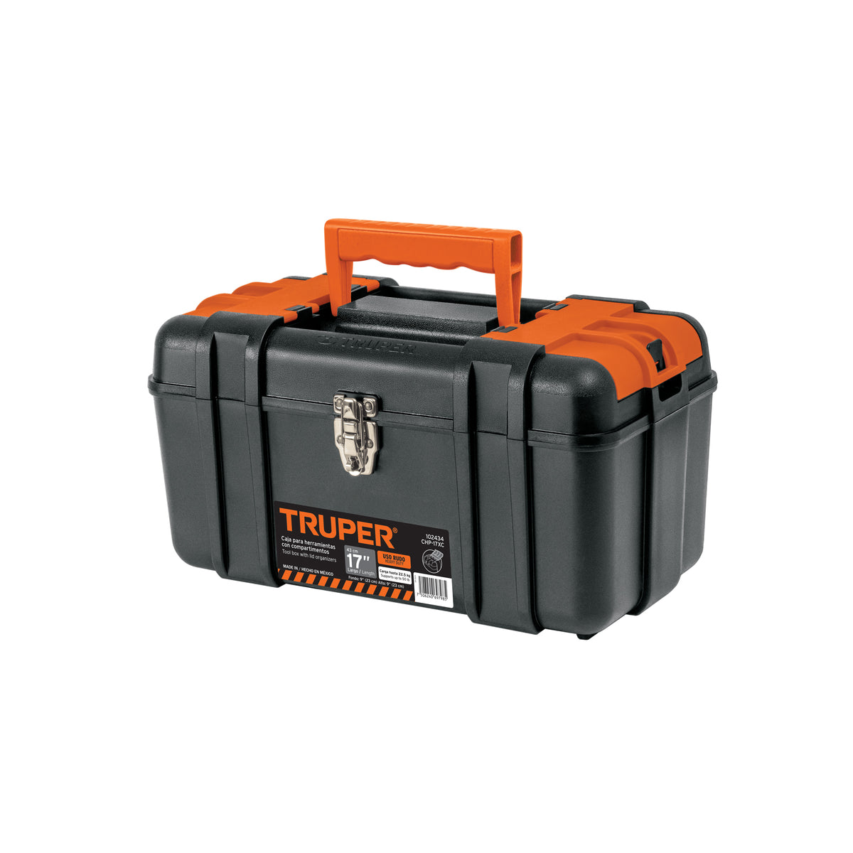 Caja para herramienta 17' compartimentos y broches metálicos, Truper, SKU 102434