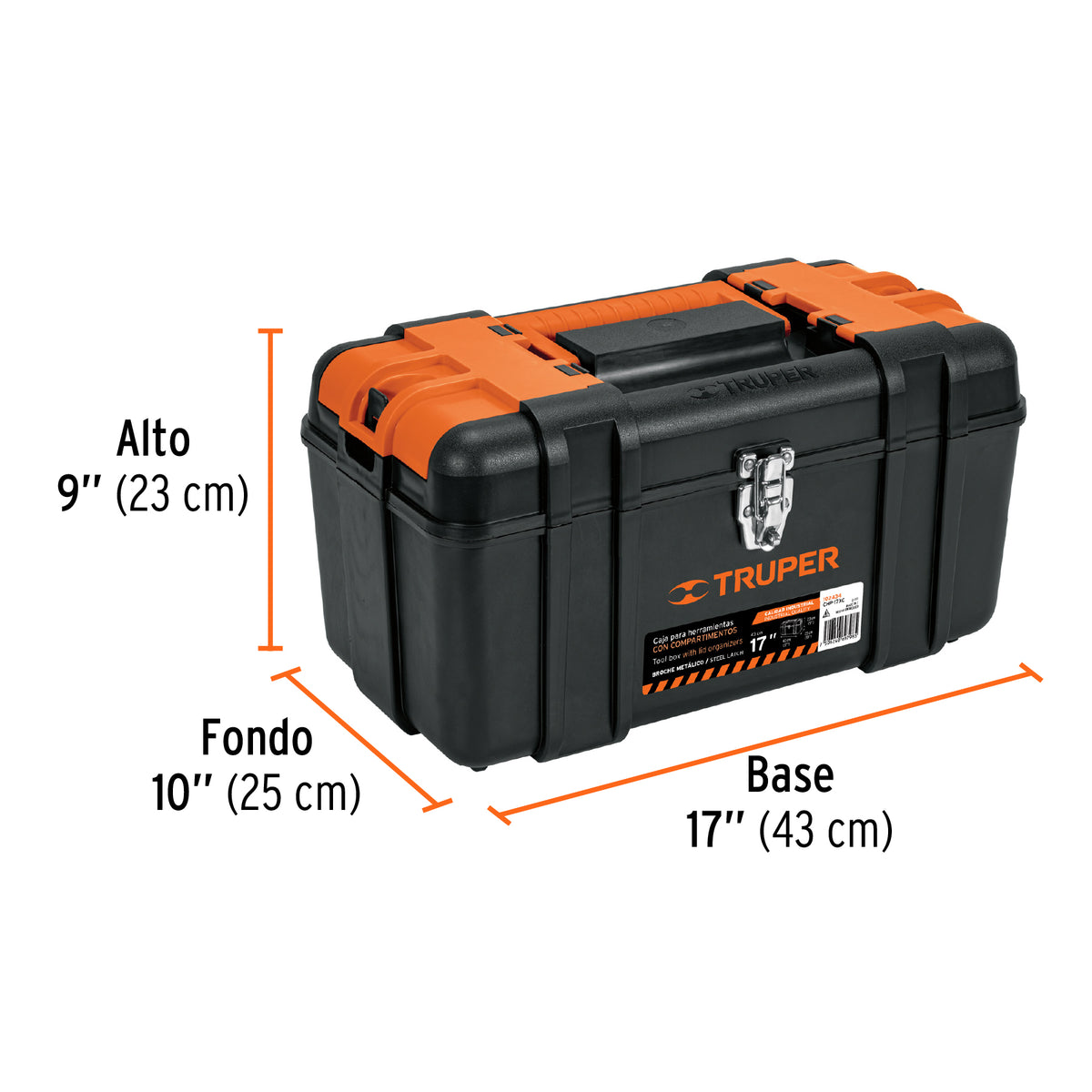 Caja para herramienta 17' compartimentos y broches metálicos, Truper, SKU 102434 — vista 4