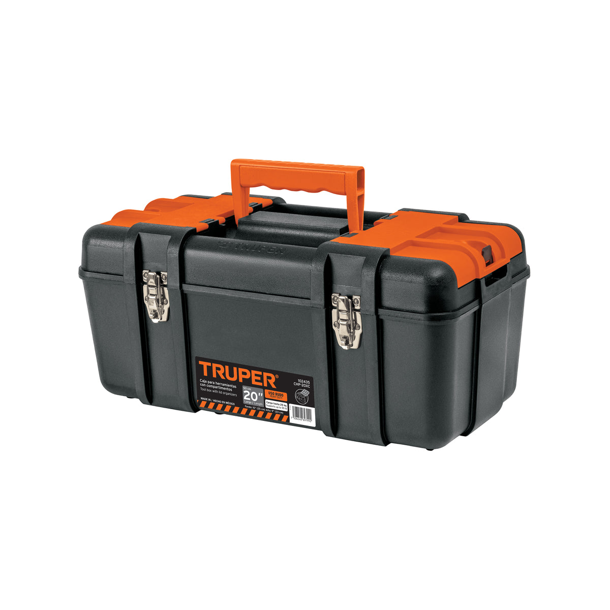 Caja para herramienta 20' compartimentos y broches metálicos, Truper, SKU 102435