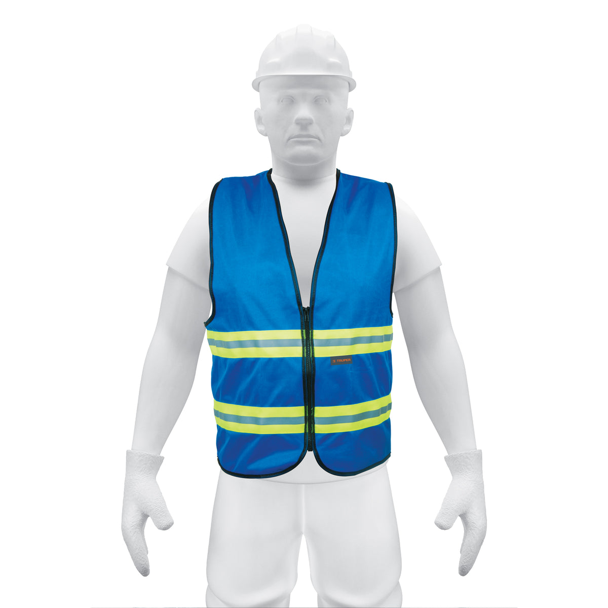 Chaleco de seguridad azul alta visibilidad con cierre — foto oficial 1