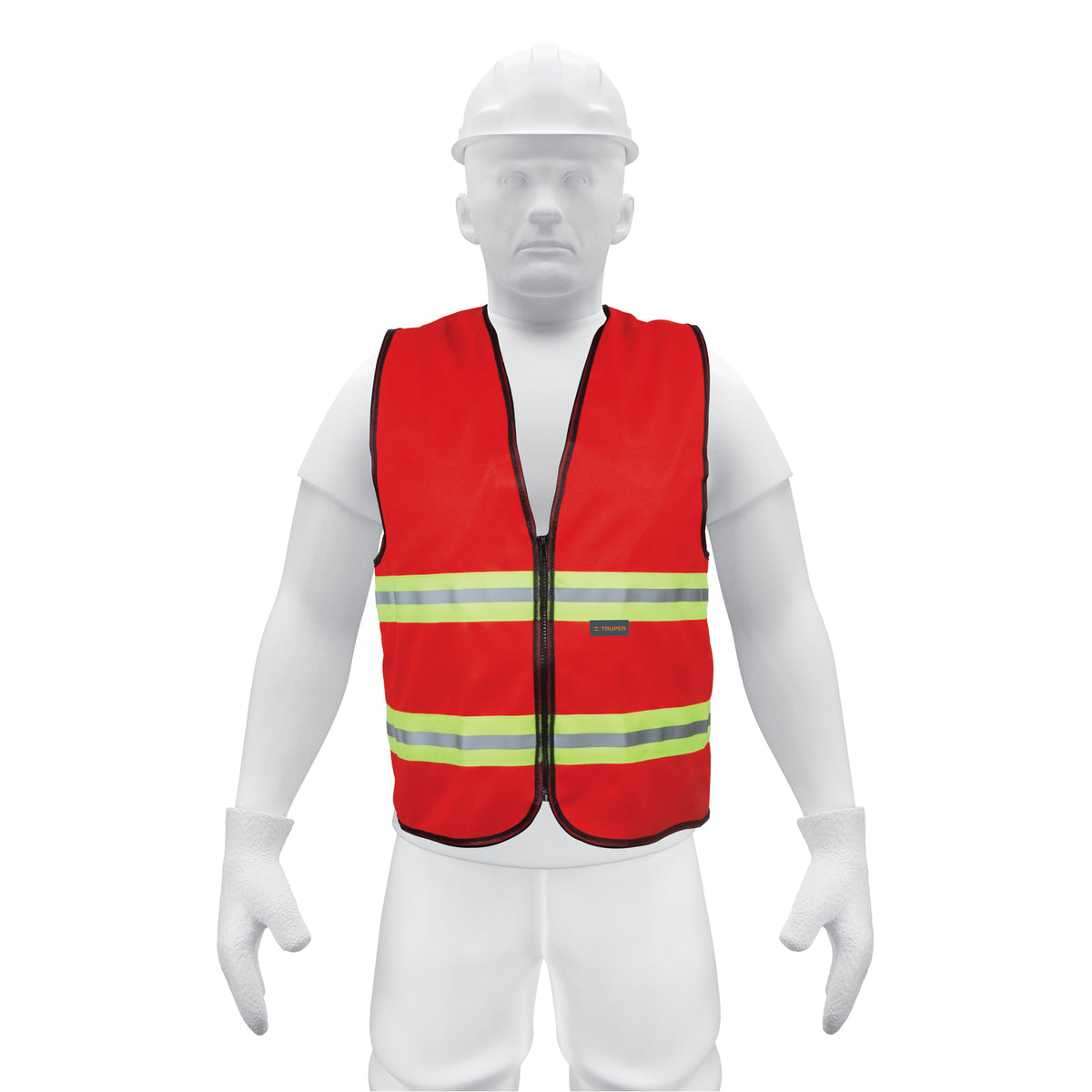 Chaleco de seguridad rojo alta visibilidad con cierre — foto oficial 1