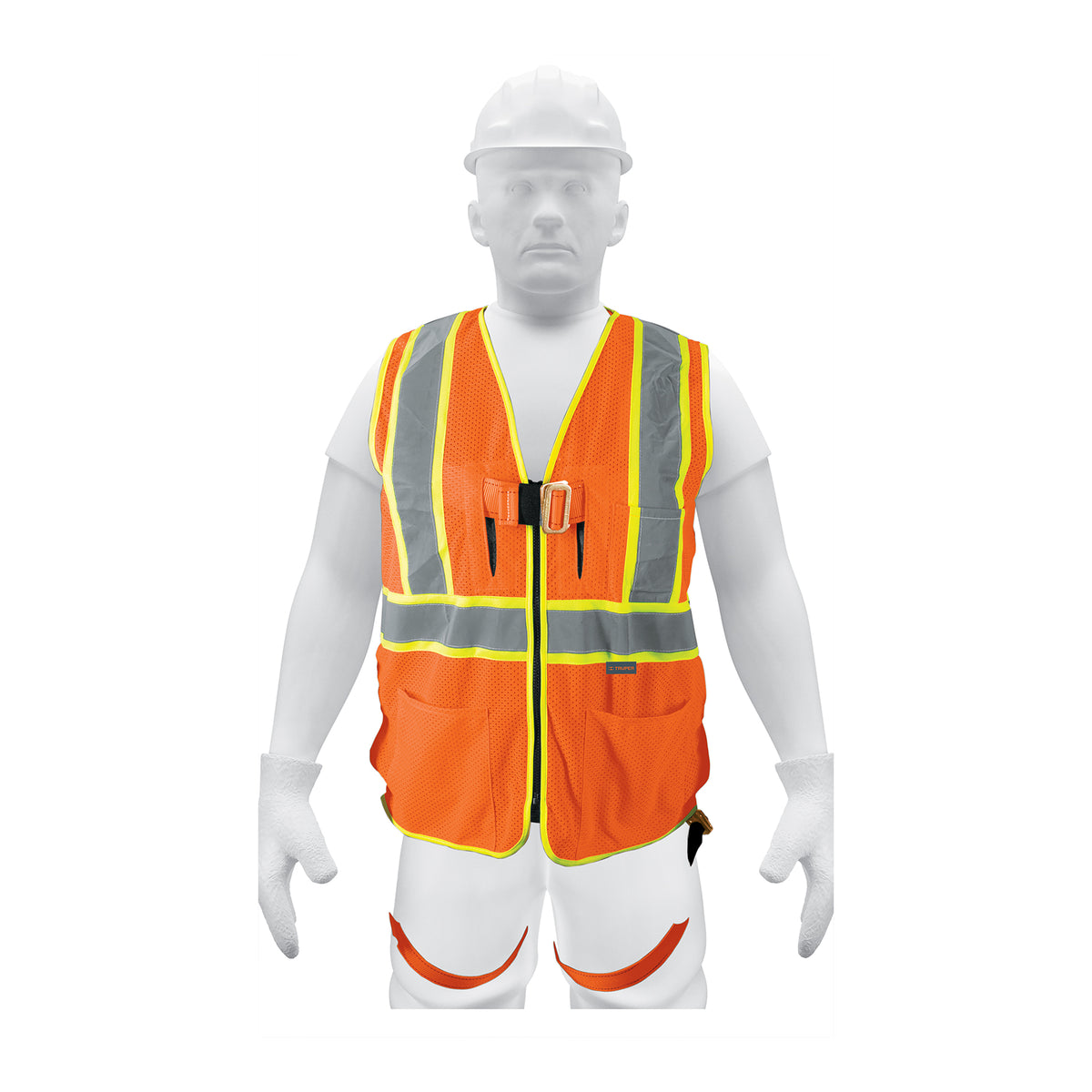 Chaleco de seguridad para arnés, alta visibilidad, naranja, Truper, SKU 101770