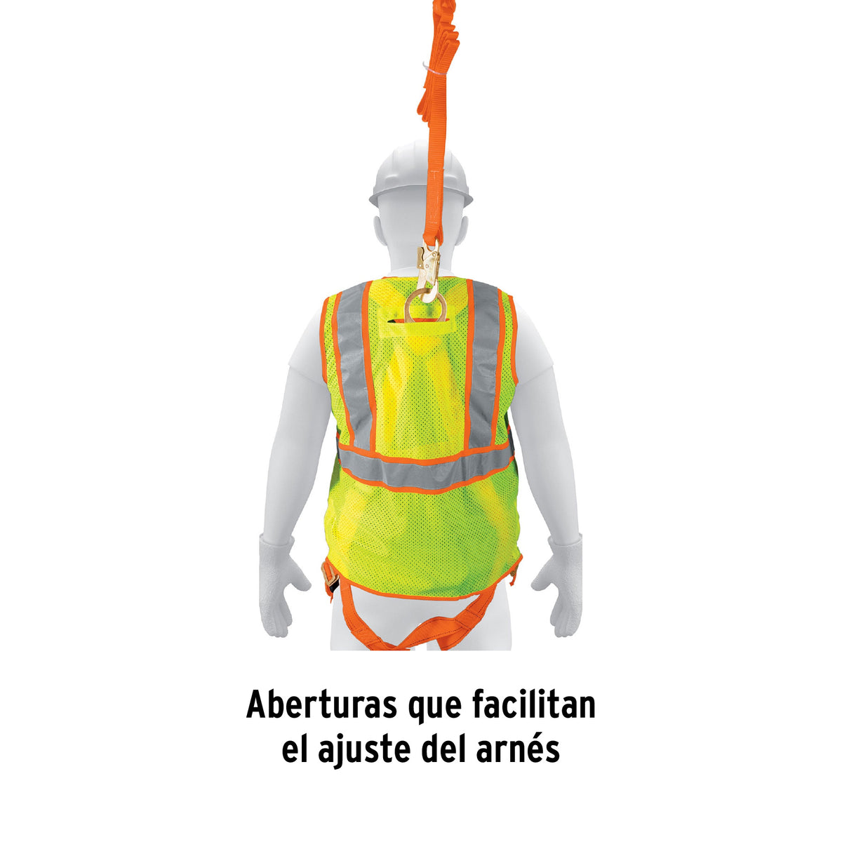 Chaleco de seguridad para arnés, alta visibilidad, verde, Truper, SKU 101771 — vista 4