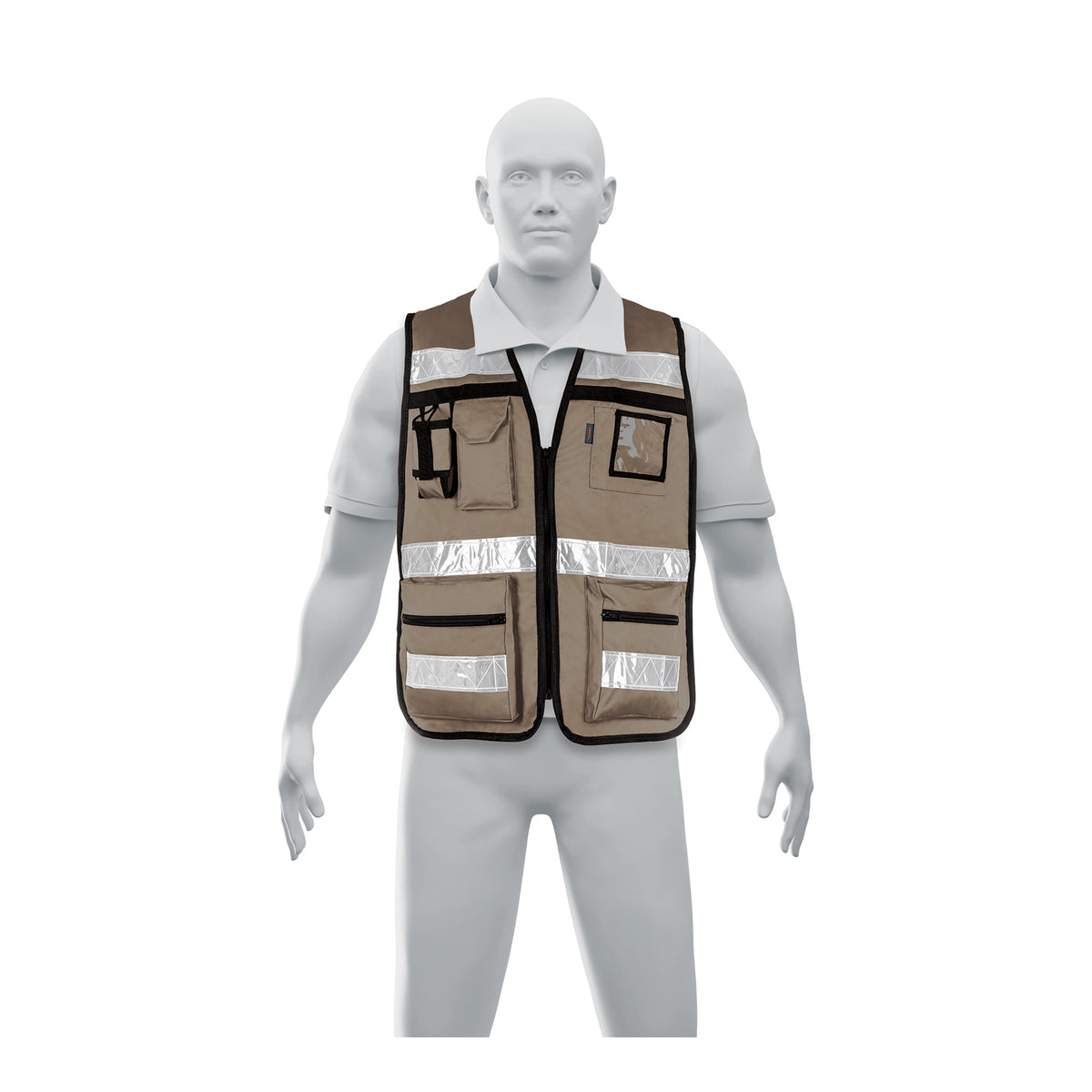 Chaleco brigadista con cintas reflejantes color beige — foto oficial 1