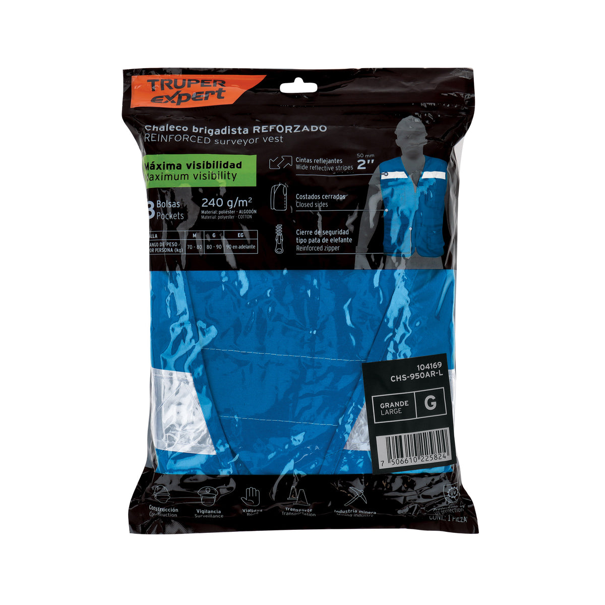 Chaleco brigadista reforzado, azul rey, G, TRUPER EXPERT — foto oficial 2