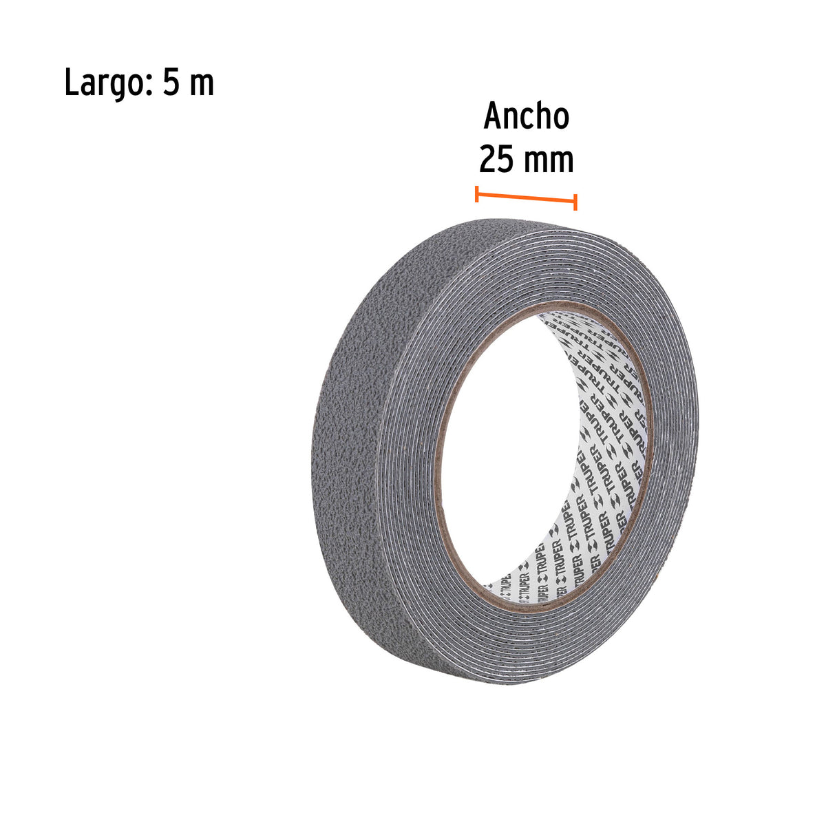 Rollo de 5 m cinta antiderrapante 25mm gris p/áreas húmedas, Truper, SKU 101772 — vista 3