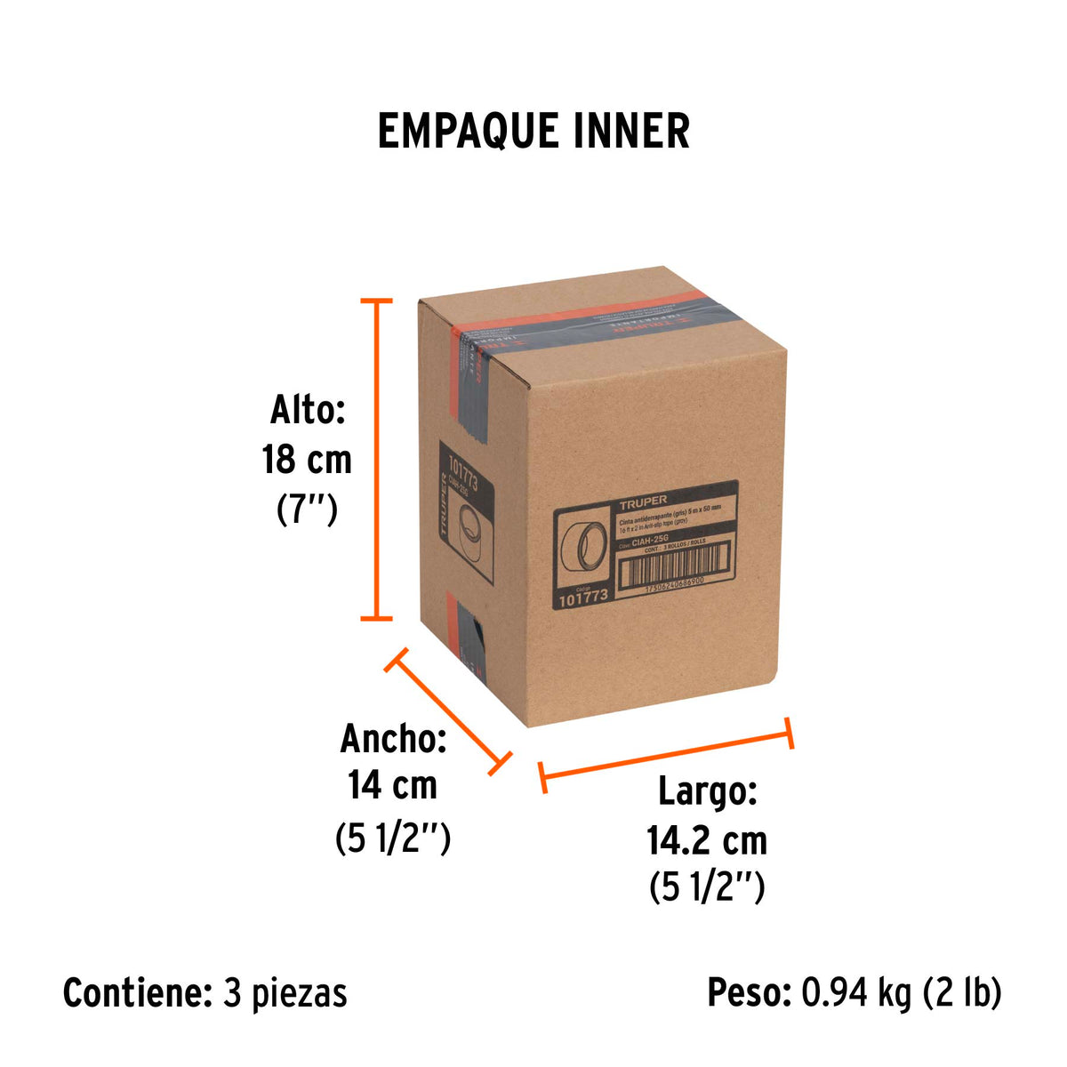 Rollo de 5 m cinta antiderrapante 50mm gris p/áreas húmedas, Truper, SKU 101773 — vista 6