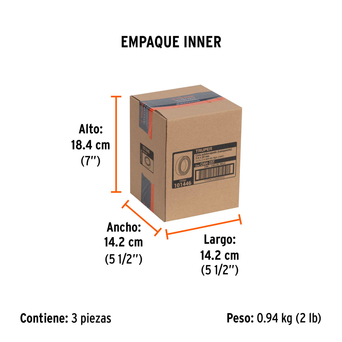 Rollo 5 m cinta antiderrapante transp. 50mm p/áreas húmedas, Truper, SKU 101446 — vista 6