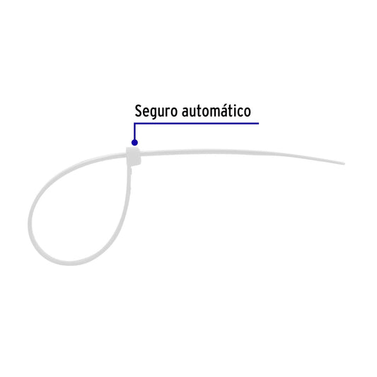 BOLSA CON 100 CINCHOS PLASTICOS 18 LB 100X2.5  MM NATURALES CIN-1810