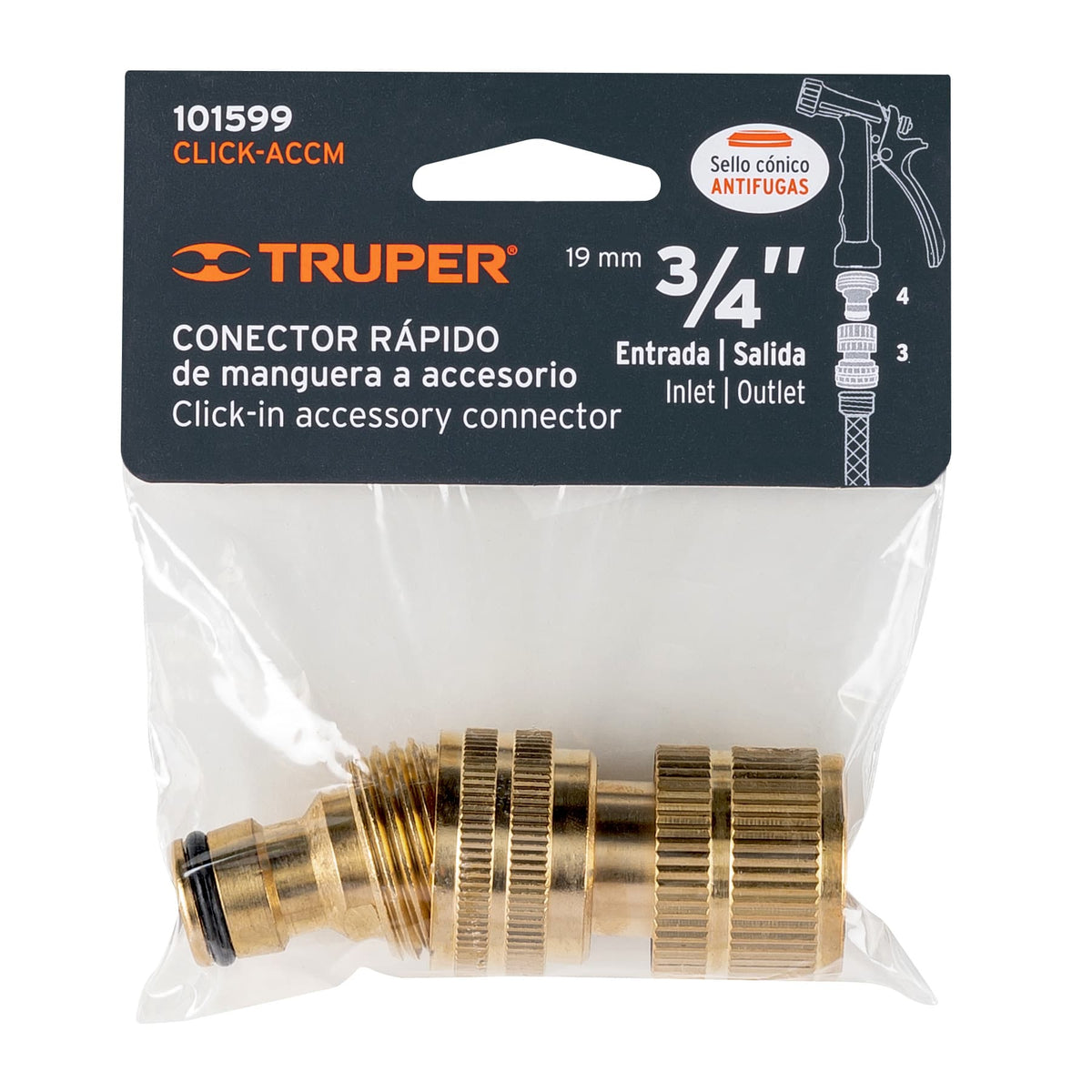 Conector 3/4' rápido de latón manguera-acc. sistema click — foto oficial 2