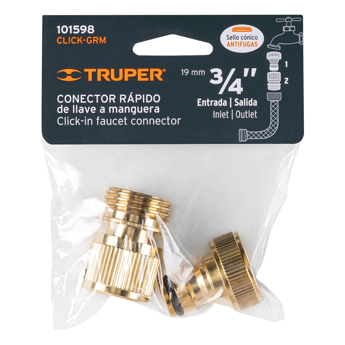 Conector 3/4' rápido de latón grifo-manguera sistema click — foto oficial 2