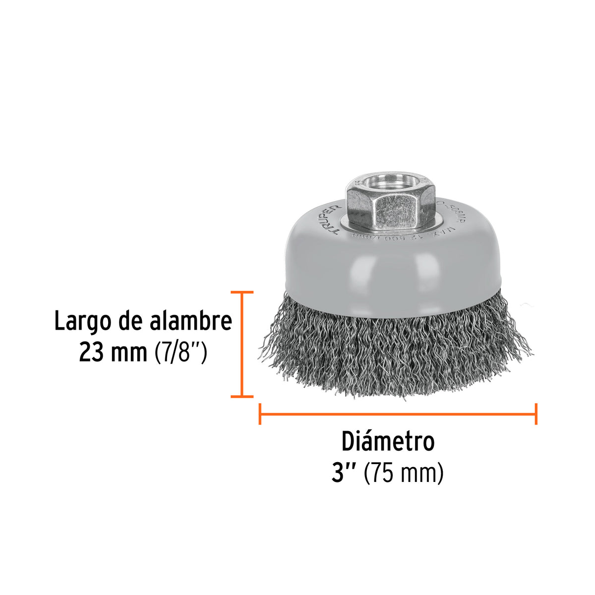 Carda copa 3' alambre ondulado fino, Multi-rosca, TRUPER, Truper, SKU 100857 — vista 4