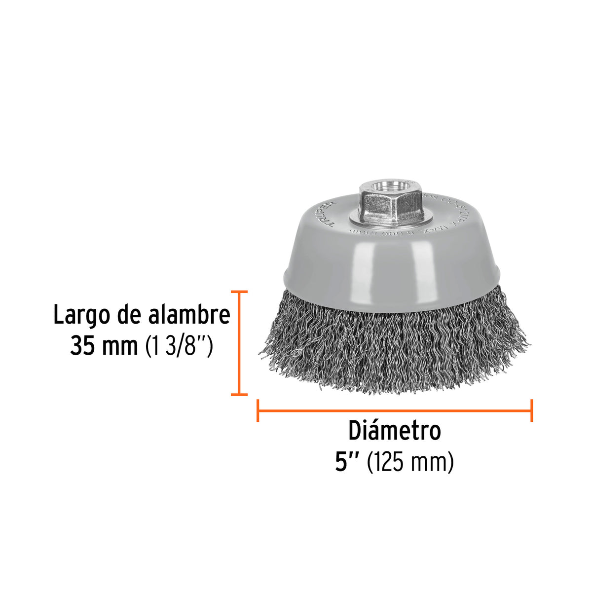 Carda copa 5' alambre ondulado grueso, Multi-rosca, TRUPER, Truper, SKU 100870 — vista 4