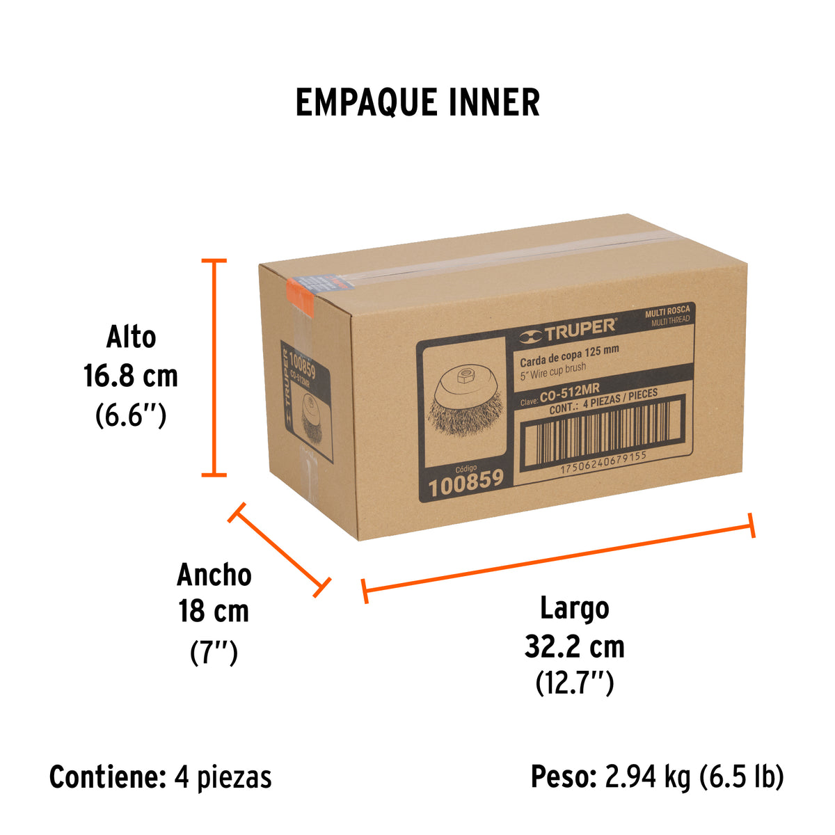 Carda copa 5' alambre ondulado fino, Multi-rosca, TRUPER, Truper, SKU 100859 — vista 6