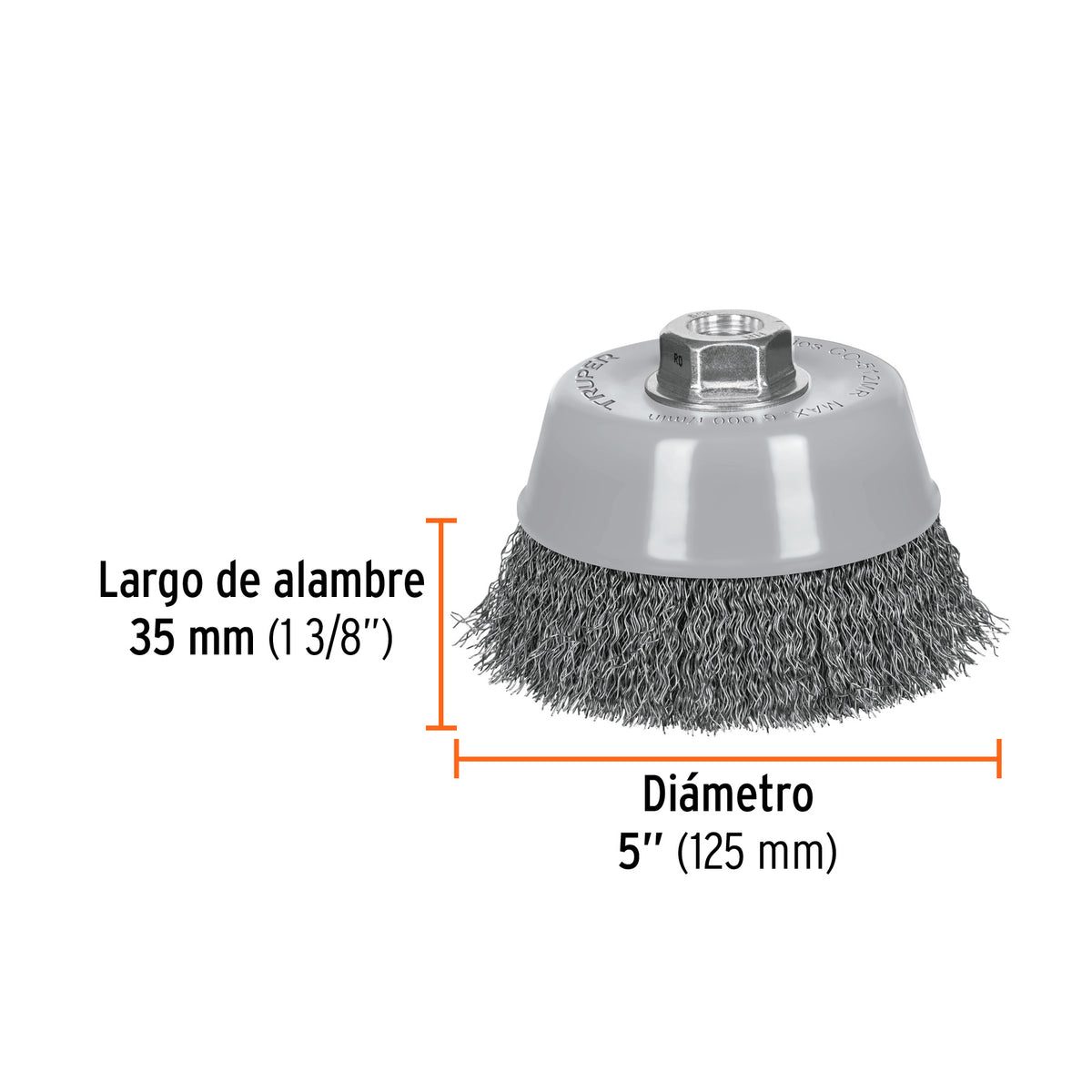 Carda copa 5' alambre ondulado fino, Multi-rosca, TRUPER, Truper, SKU 100859 — vista 4