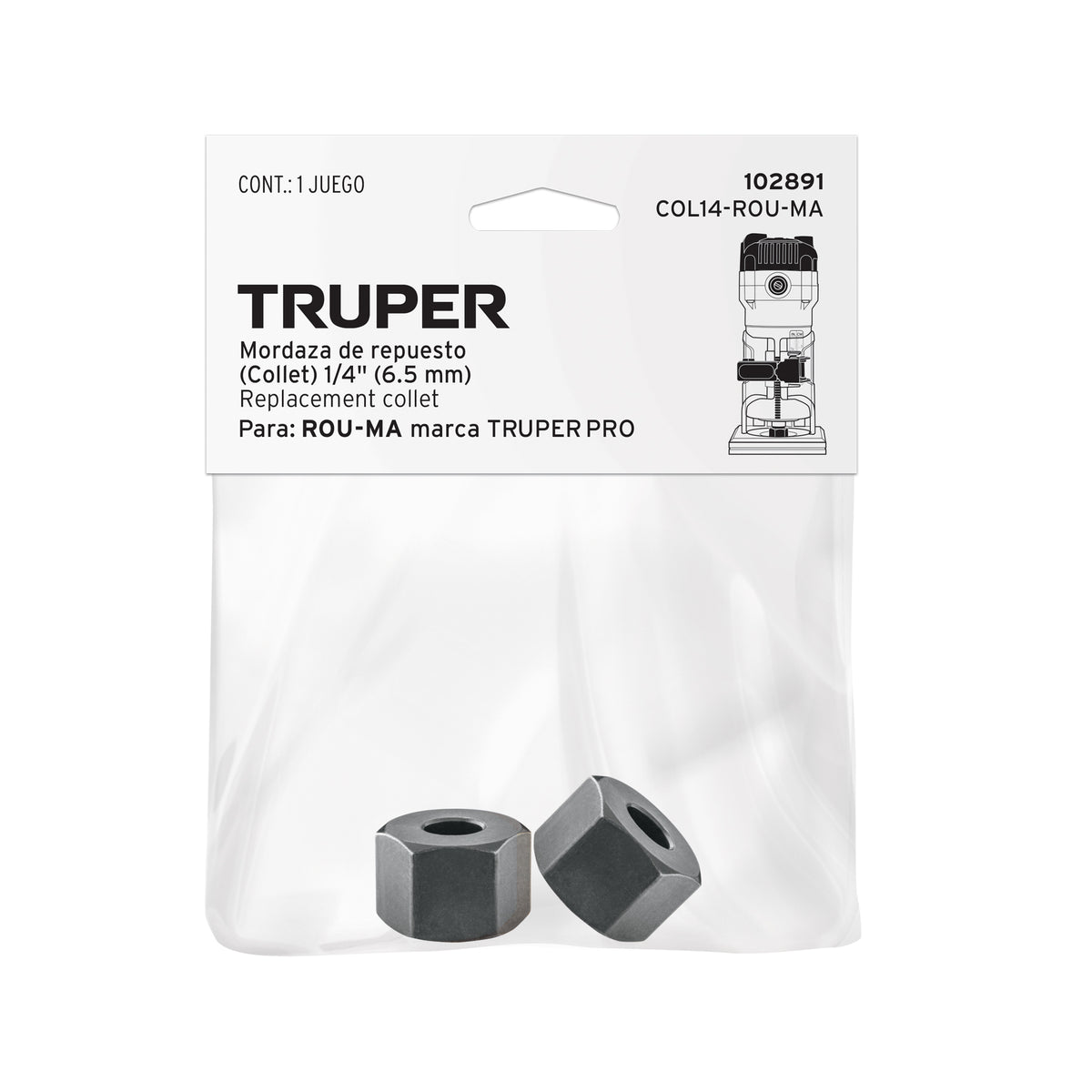 Collet de 1/4' para ROU-MA, TRUPER — foto oficial 2