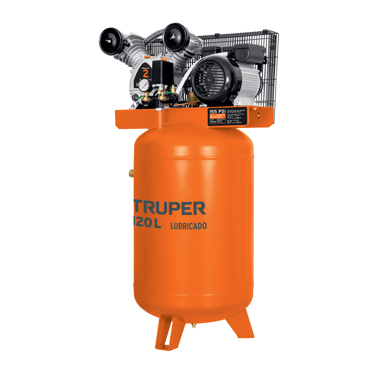 Compresor lubricado de banda 120L 4HP vert 220V TRUPER — foto oficial 1