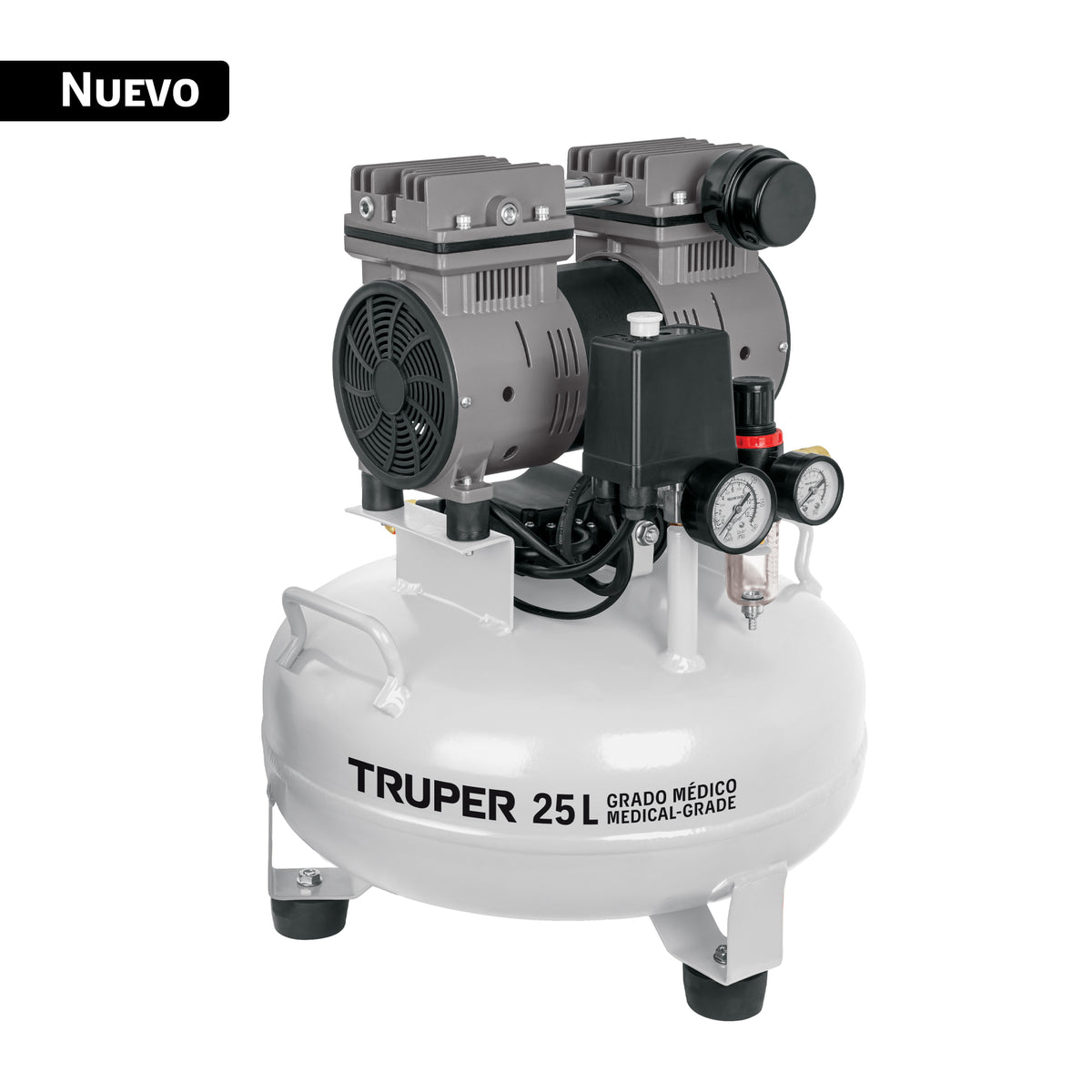 Compresor de aire, silencioso, grado médico,25L, 1HP, TRUPER — foto oficial 1
