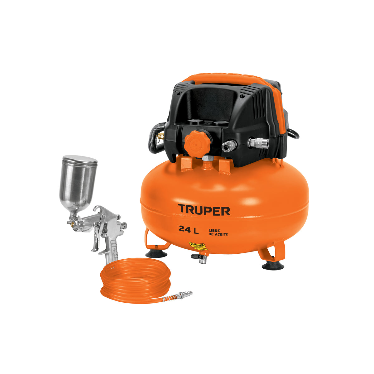 Kit compresor libre de aceite 24L, manguera y pistola,TRUPER, Truper, SKU 101428