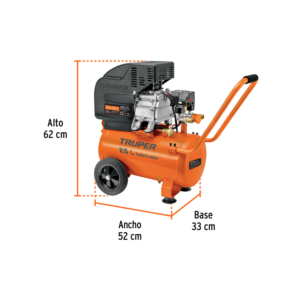 Kit Compresor lub, 25L, manguera y pistola grav,127V, TRUPER, Truper, SKU 100300 — vista 4