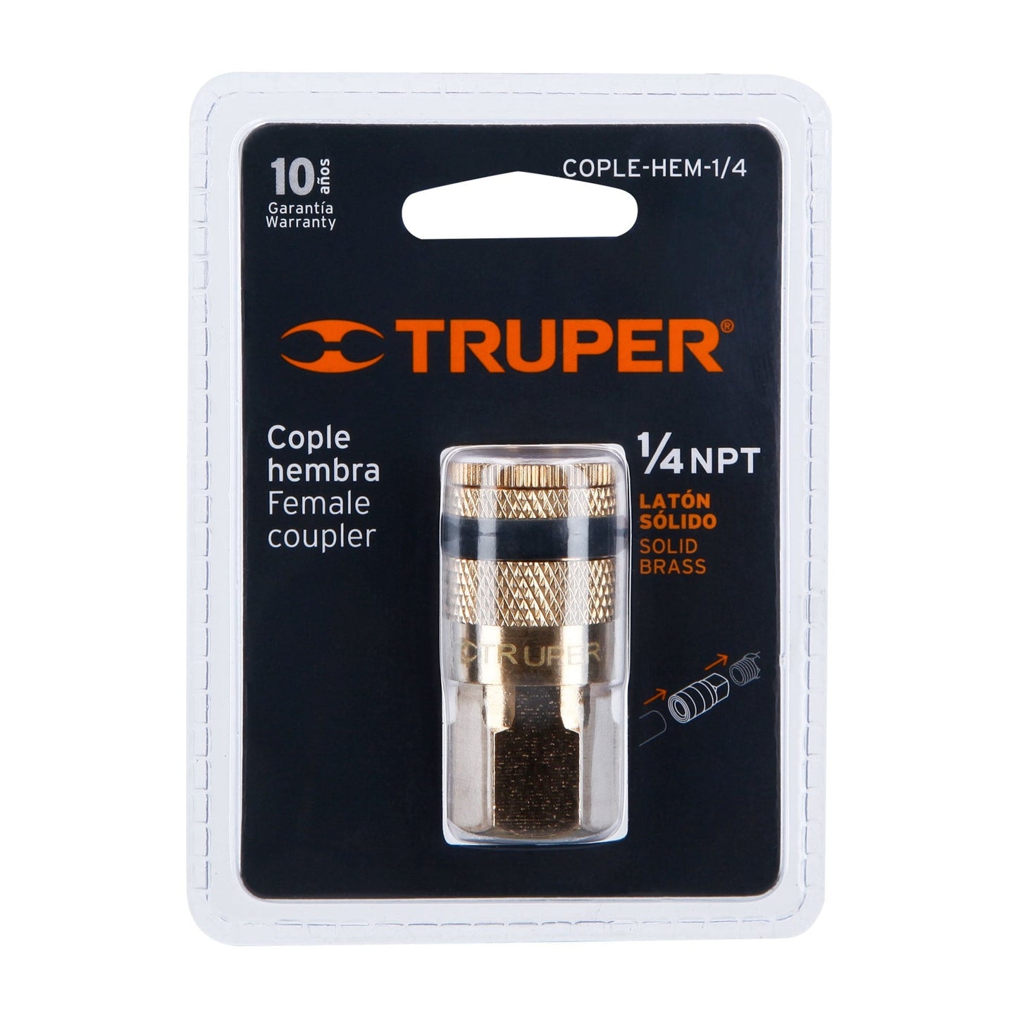 COPLE RÁPIDO LATÓN HEMBRA 1/4" NPT TRUPER 19084 COPLE-HEM-1/4