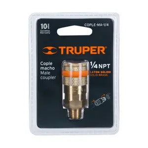 COPLE RÁPIDO LATÓN MACHO 1/4" NPT TRUPER 19085 COPLE-MA-1/4