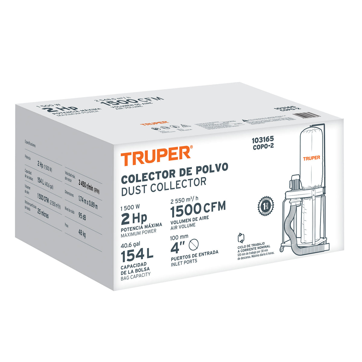 Colector de polvo 2 HP, TRUPER — foto oficial 2