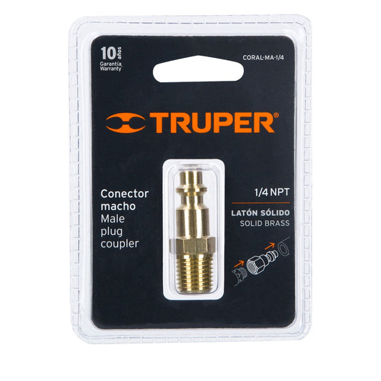 CONECTOR RÁPIDO LATÓN MACHO 1/4" NPT TRUPER 19083 CORAL-MA-1/4
