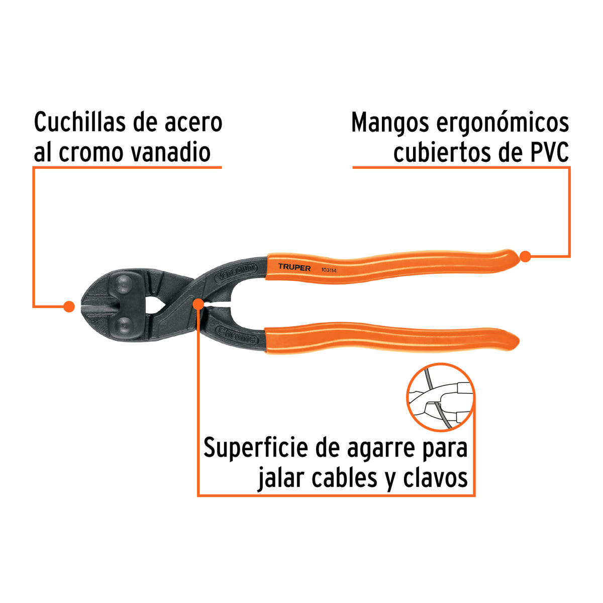 Cortapernos 8', profesional, a una mano, TRUPER, Truper, SKU 103114 — vista 3