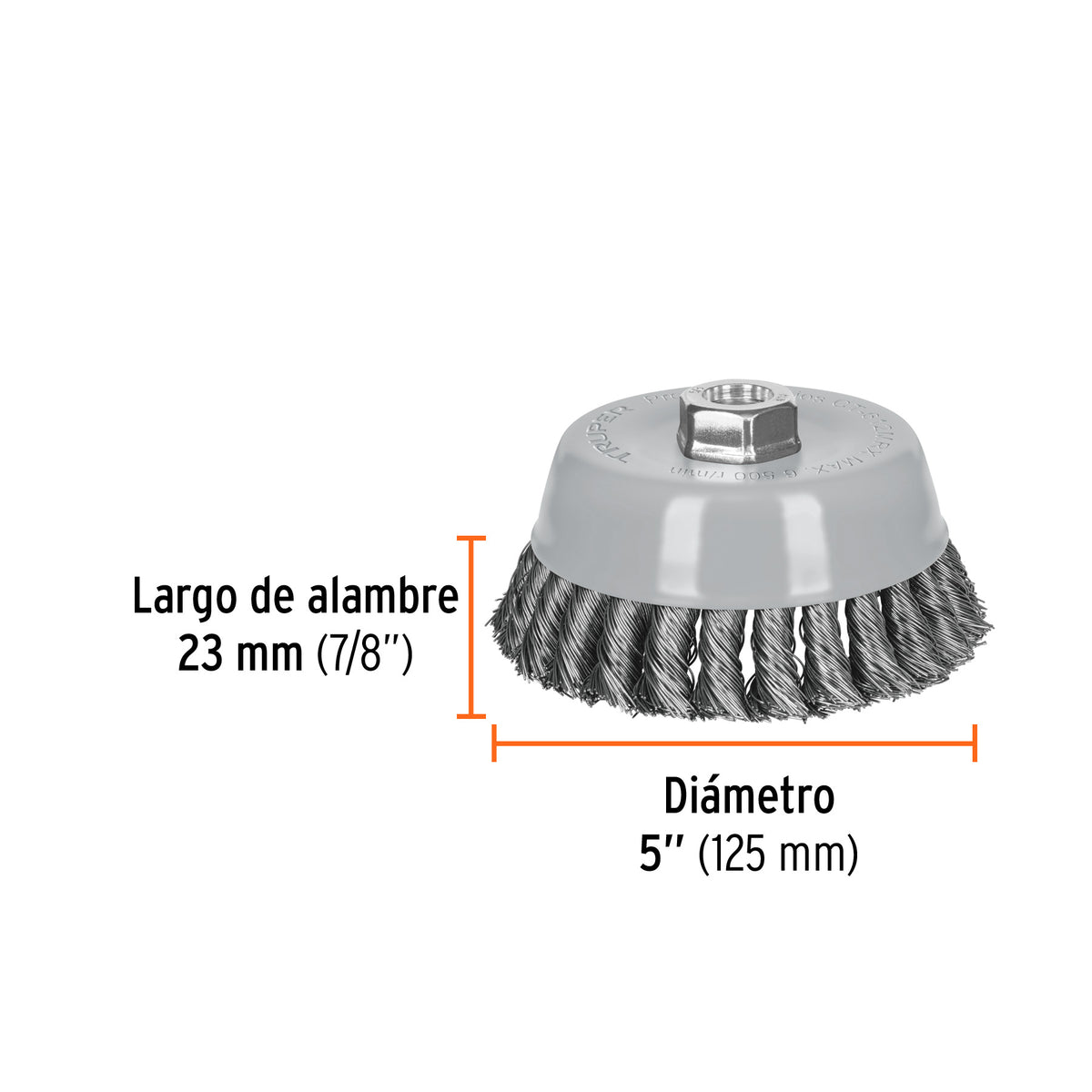 Carda copa 5' alambre trenzado grueso, Multi-rosca, TRUPER, Truper, SKU 100856 — vista 4