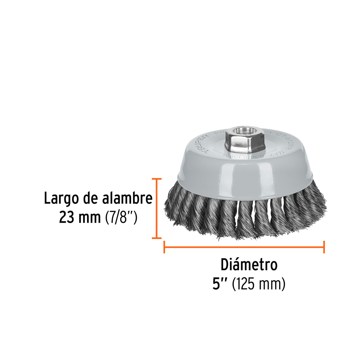 Carda copa 5' alambre trenzado fino, Multi-rosca, TRUPER, Truper, SKU 100853 — vista 4