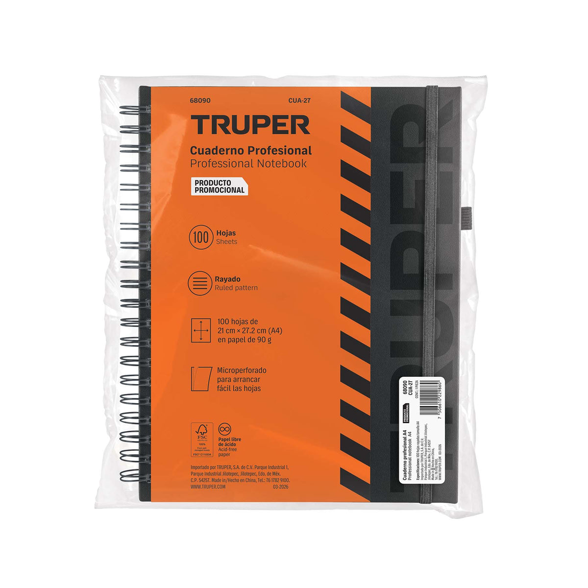 Cuaderno profesional A4 pasta dura espiral 100 hojas, TRUPER — foto oficial 2