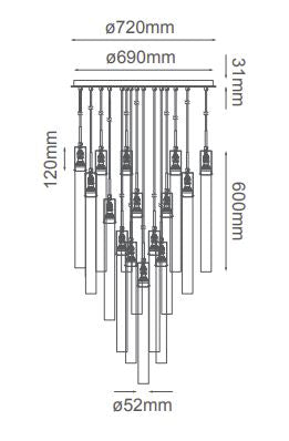 Candil LED Sable Cromo de 25 Luces 3m 120-240V GU10 Q30125-CH