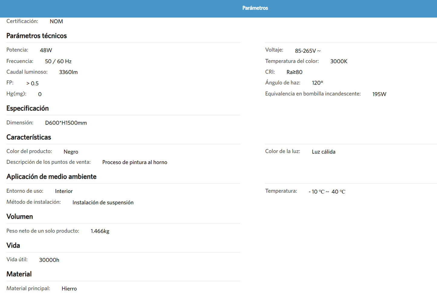 CANDIL SUSPENDIDO CIRCULAR SLIM 40W 30K LUZ CÁLIDA AIGOSTAR 061178