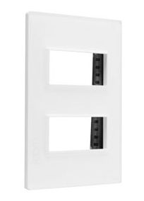 PLACA METÁLICA DE 2 MÓDULOS BLANCO CRISTAL