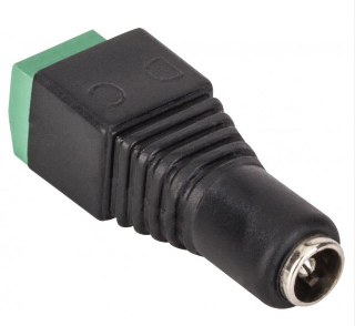 ADAPTADOR CONECTOR HEMBRA PARA TIRA LED 2.1MM A 2 TERMINALES COLOR VERDE CON NEGRO CCTV-322 49795
