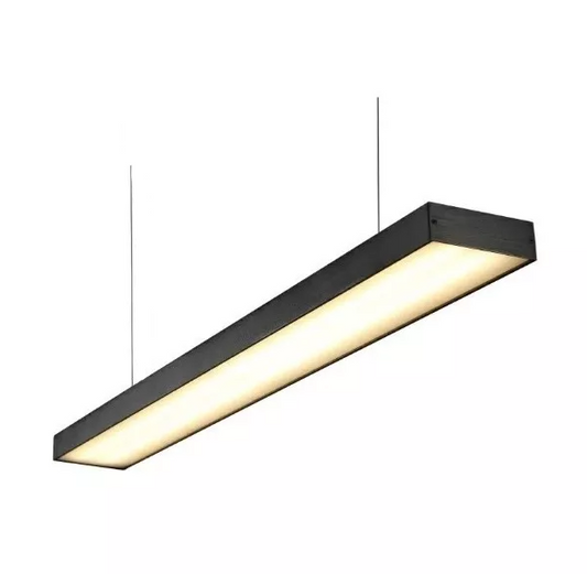 LAMPARA OFFICE LED COLGANTE 1200*100*55(NEGRO) 30K 54W COLGANTE SUSPENDIDO LUMICRAFT DE 54W LUZ CALIDA