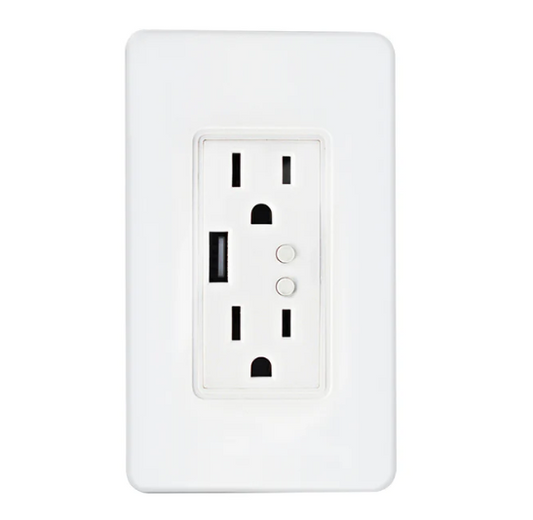 CONTACTO DOBLE + USB BLANCO ICON TZSWTSH02