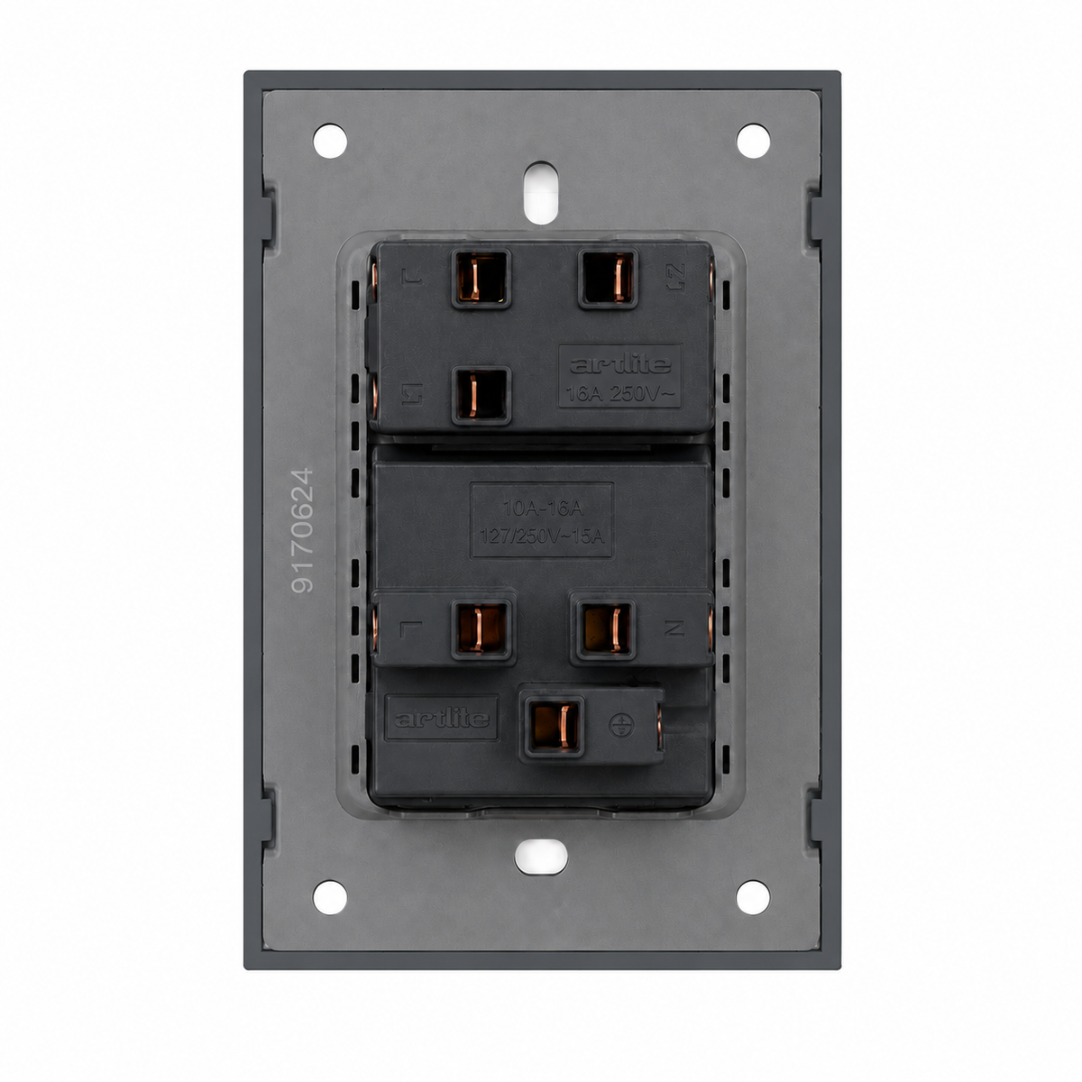 APAGADOR DOBLE GRIS OXFORD 3 VIAS LUXURY ARTLITE APL-402