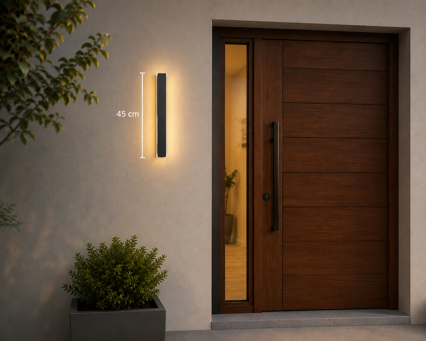 LÁMPARA DE MURO ARBOTANTE TIPO BARRA RECTANGULAR 45CM IP68 9W 30K LUZ CÁLIDA MUNDOLUCIDO ARB9