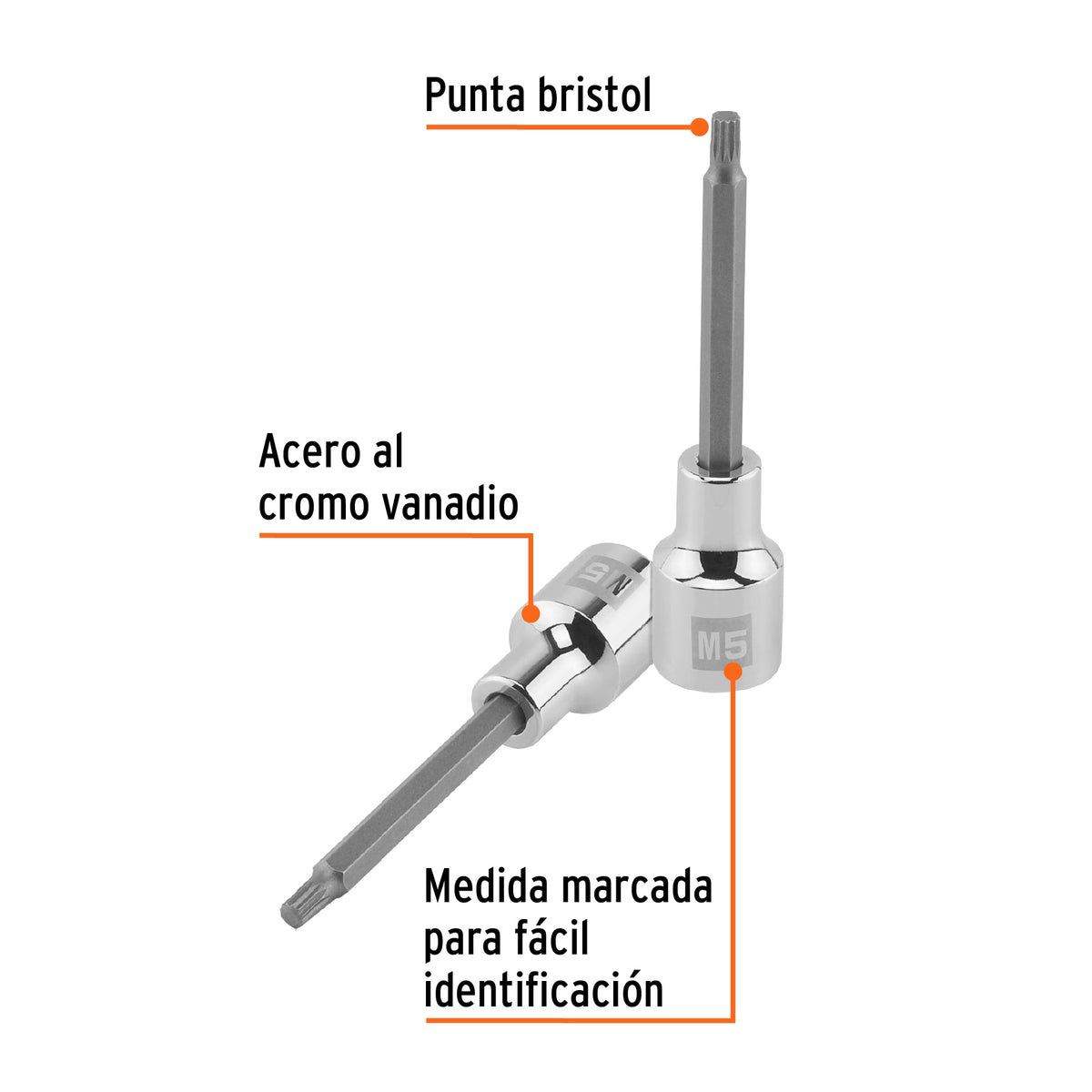 Dado punta larga bristol M5, cuadro 1/2', TRUPER, Truper, SKU 101248 — vista 3