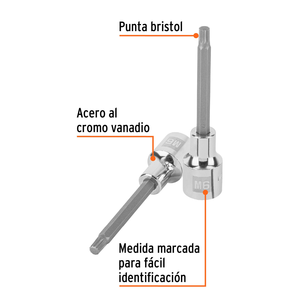 Dado punta larga bristol M6, cuadro 1/2', TRUPER, Truper, SKU 101249 — vista 3