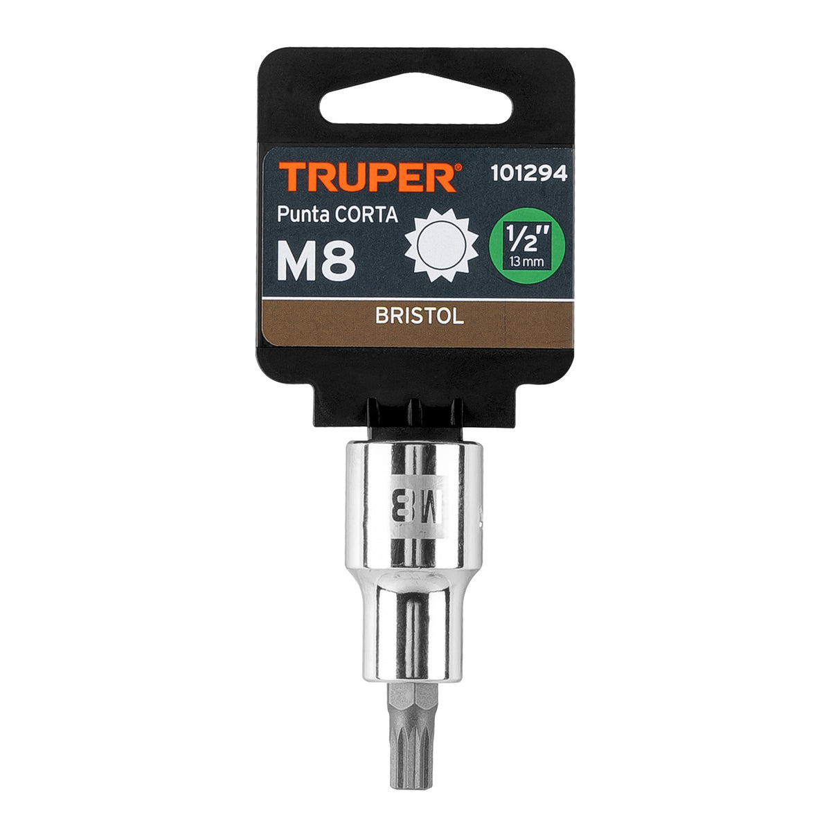 Dado punta corta bristol M8, cuadro 1/2', TRUPER, Truper, SKU 101294 — vista 2
