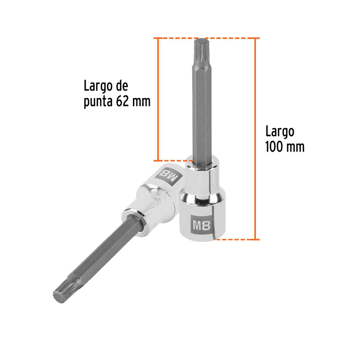 Dado punta larga bristol M8, cuadro 1/2', TRUPER, Truper, SKU 101300 — vista 4