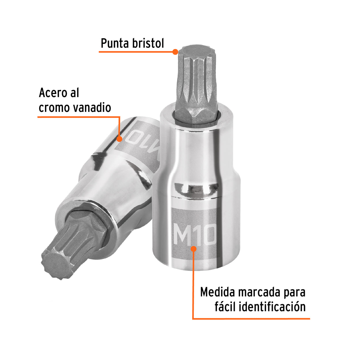 Dado punta corta bristol M10, cuadro 1/2', TRUPER, Truper, SKU 101295 — vista 3